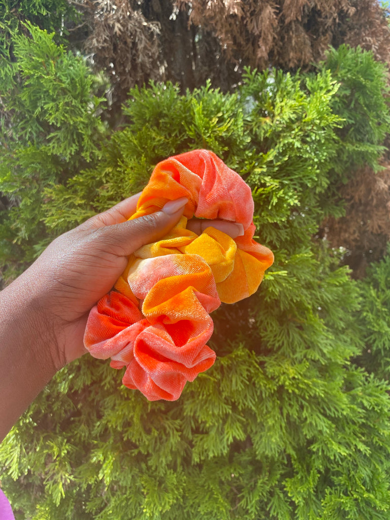 Tie Dye Scrunchies *orange/red*