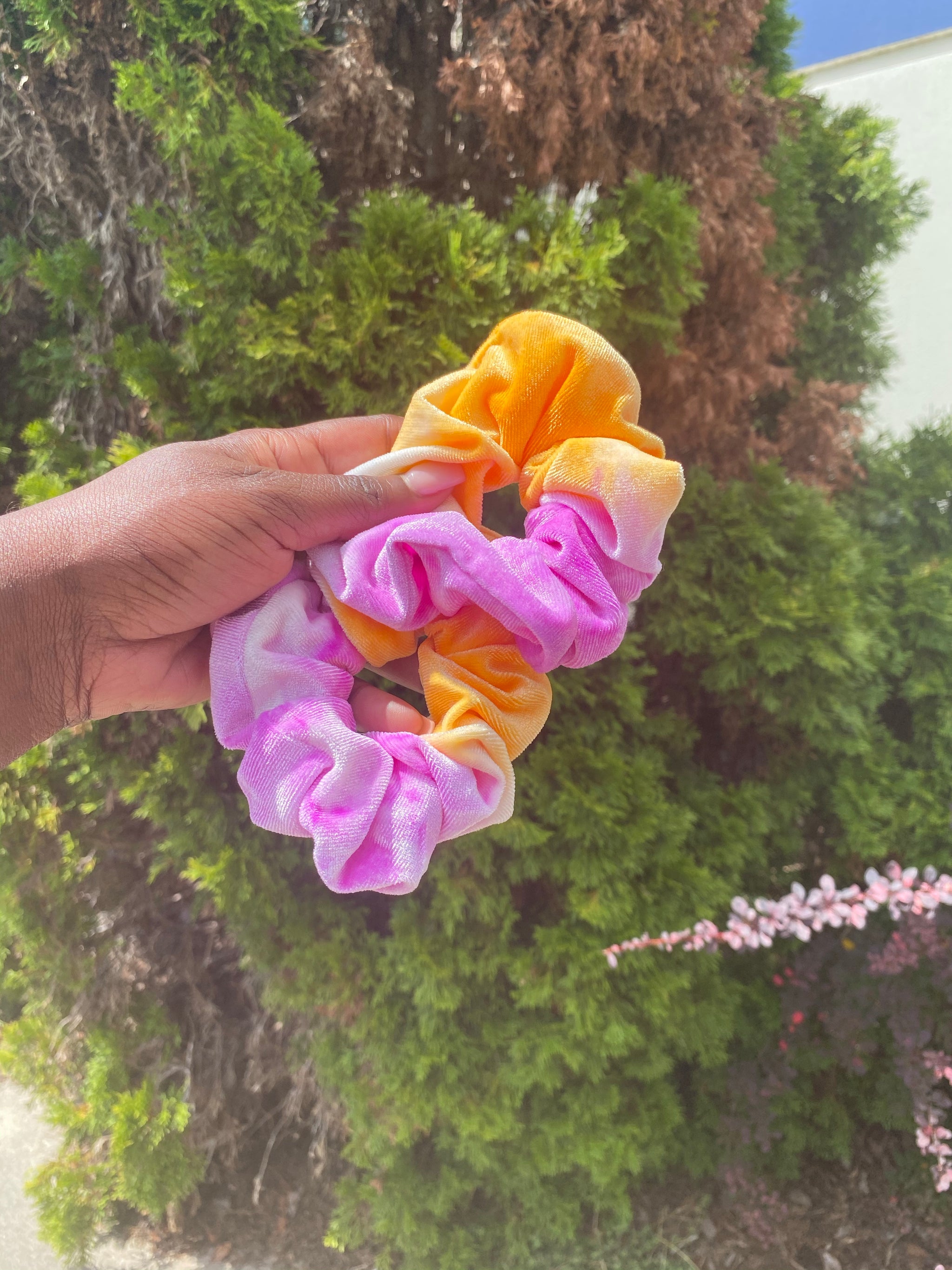 Tie Dye Scrunchies *purple/orange*